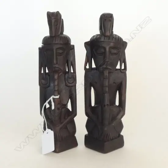 PAIR OF WOOD INDONESIAN TRIBAL FIGURES H.200mm