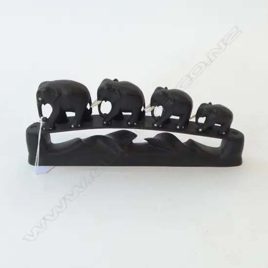 CARVED WOODEN ELEPHANT BRIDGE L.310mm