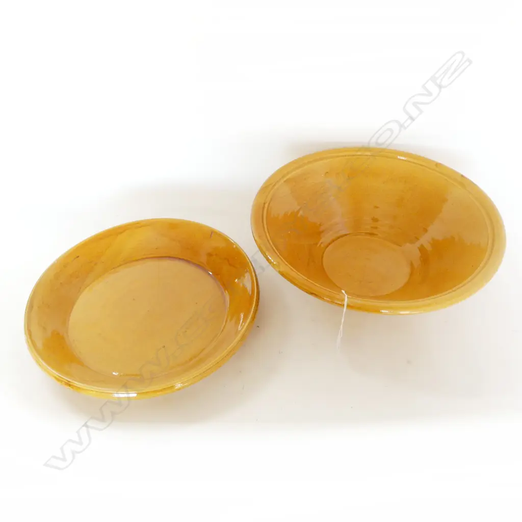 2 LG YELLOW GLAZED BOWLS 430mm dia Image 1++