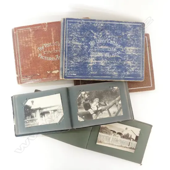 2 POSTCARD ALBUMS with cards + 3 CIGARETTE CARD ALBUMS with no cards