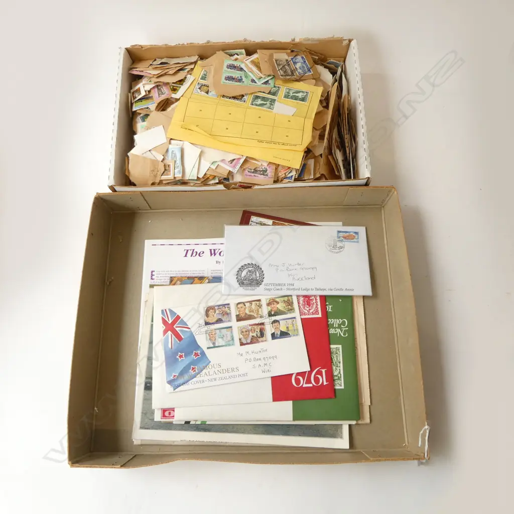 BOX OF MIXED LOOSE STAMPS ETC Image 1++