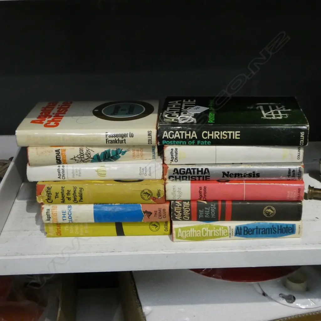 12 UK 1st ED. AGATHA CHRISTIE NOVELS - COLLINS CRIME CLUB - ALL w. DUST JACKETS & WEAR Image 1++