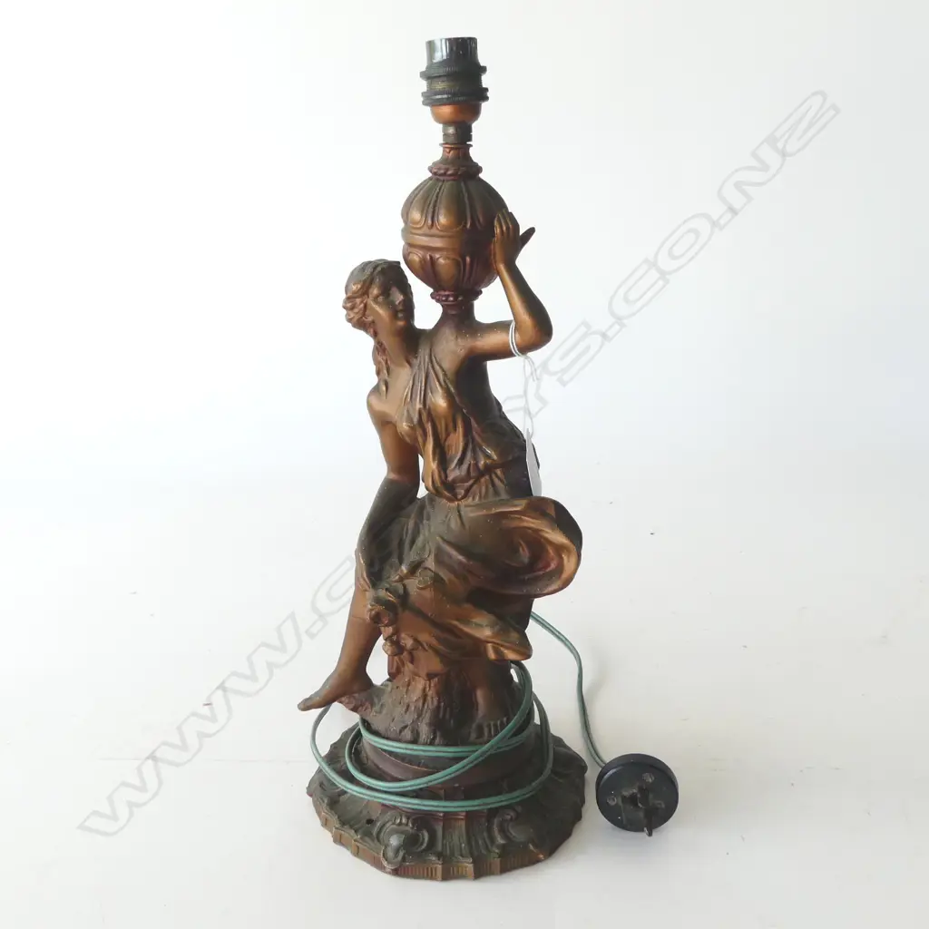 EDWARDIAN FIGURAL CAST METAL TABLE LAMP H410MM Image 1++