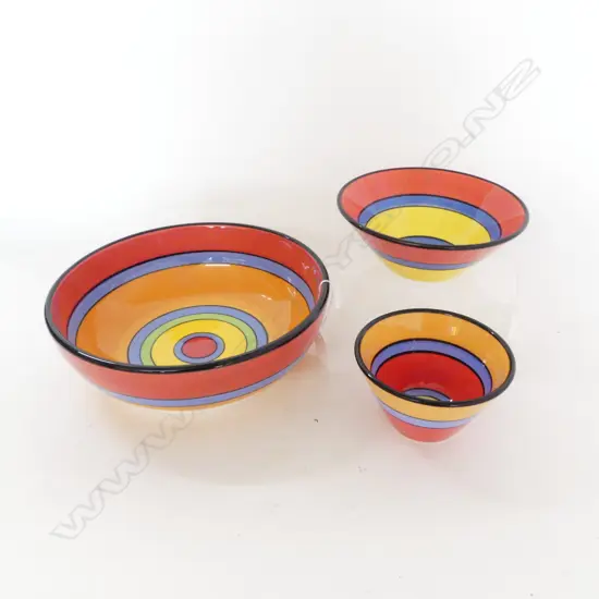 3 NEUDORF POTTERY BOWLS Dia.255mm