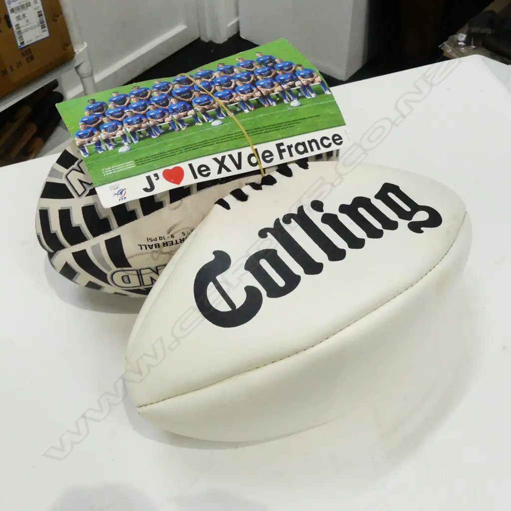 SIGNED RUGBY BALL; WORLD CUP 2011 + POSTCARD Image 1++