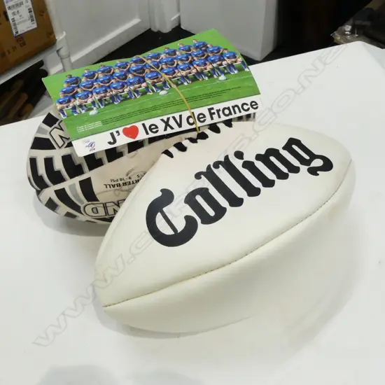 SIGNED RUGBY BALL; WORLD CUP 2011 + POSTCARD