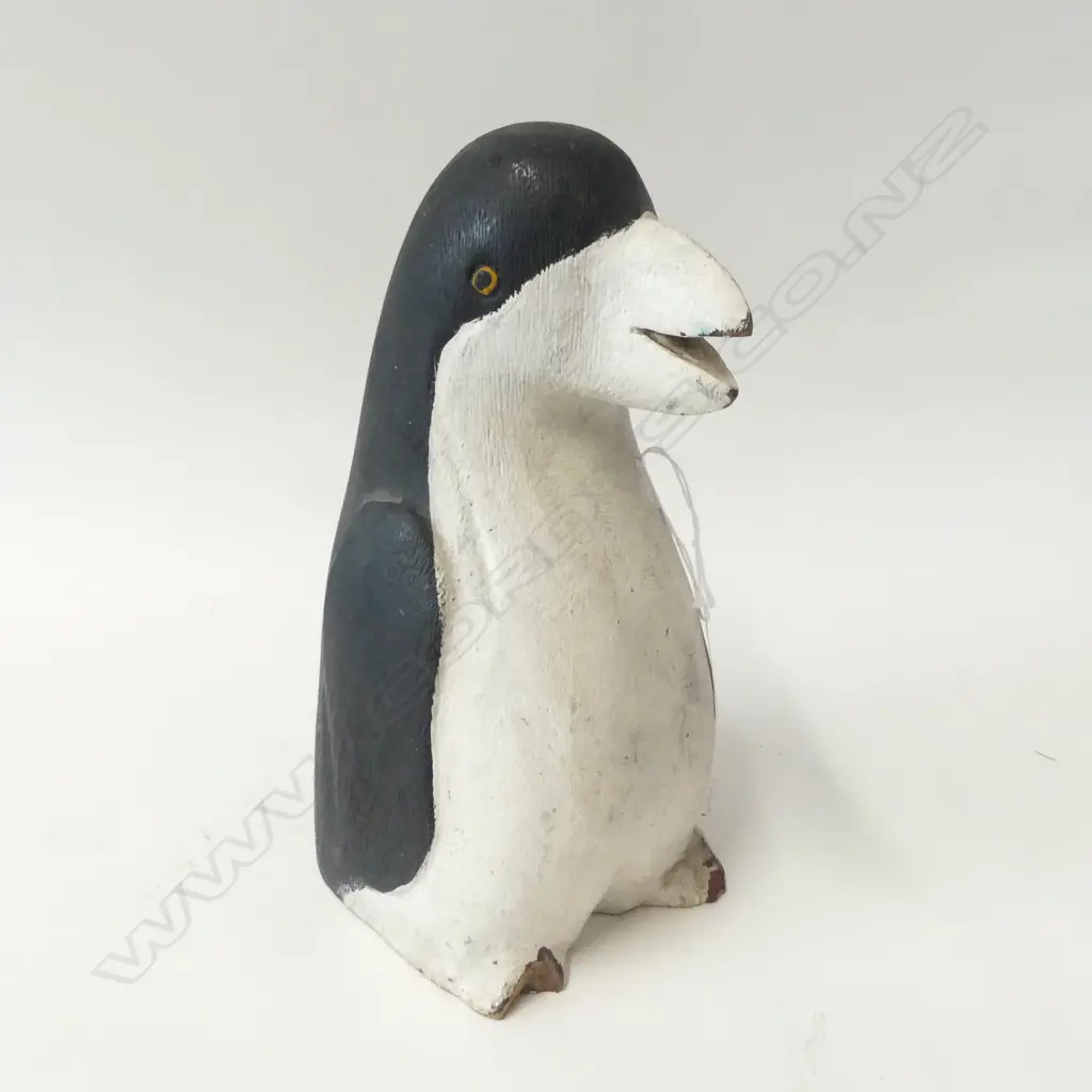 PAINTED CARVED WOOD PENGUIN FIGURE H.240mm Image 1++