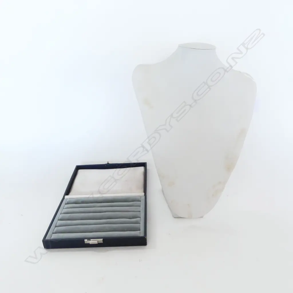 JEWELLERY RING DISPLAY BOX & LG NECK STAND (marked) Image 1++