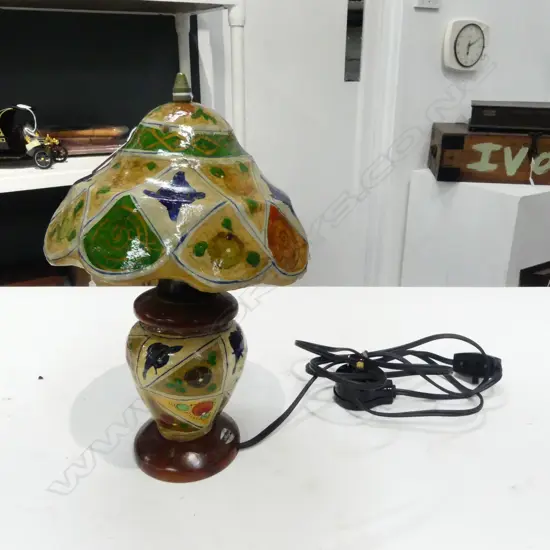 PAINTED CAMEL HIDE TABLE LAMP H.280mm