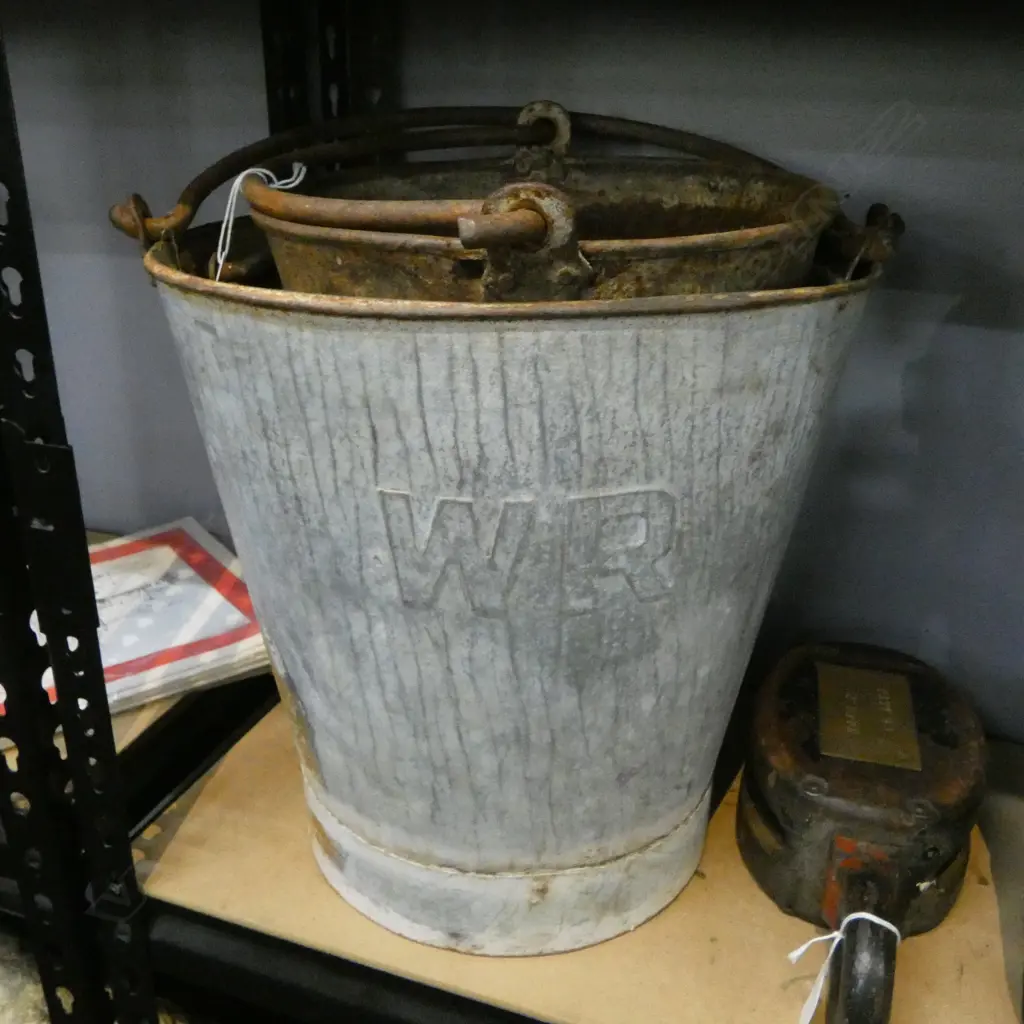 3 METAL BUCKETS H.330mm holes drilled to bases Image 1++