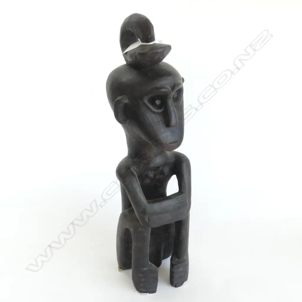 INDONESIAN CARVED WOOD SEATED FIGURE H.460mm Image 1++