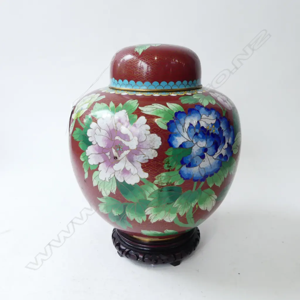LG LIDDED CLOISONNE GINGER JAR H.280mm Image 1++