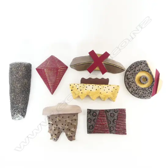 7 PCES JOCE COX 'TEXTURE' SERIES WORKS, WOOD, 2003, H.280mm