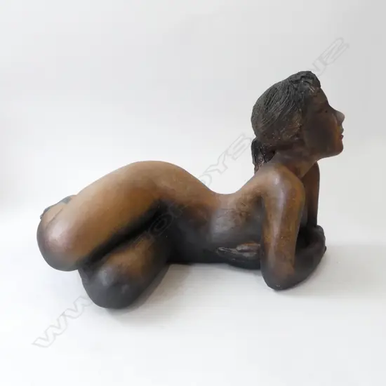 LARGE CERAMIC BRONZED STATUETTE OF A LADY by MAREE LAWRENCE L.600mm