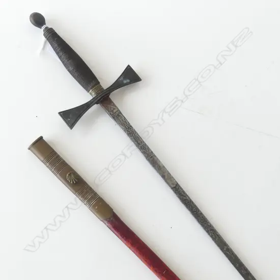 VINTAGE MASONIC CERAMONIAL SWORD & SCABBARD L850MM