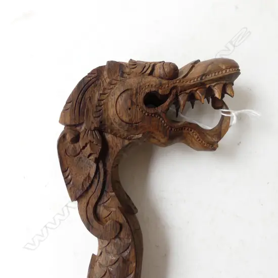 ORIENTAL CARVED WOODEN DRAGON WALKING STICK L.980mm