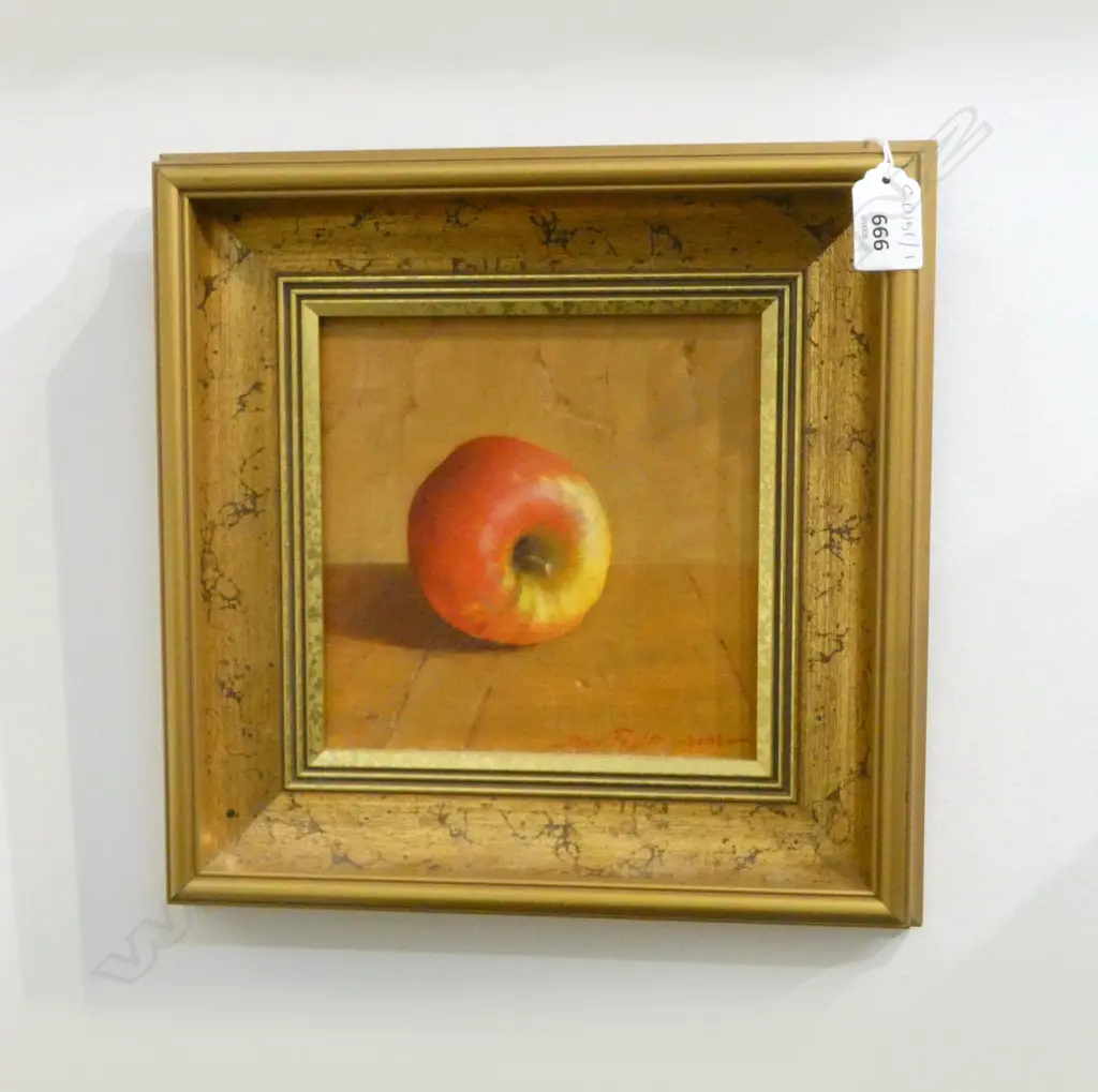 BEV TAYLOR, APPLE, OIL ON BOARD 2002 165x165mm Image 1++