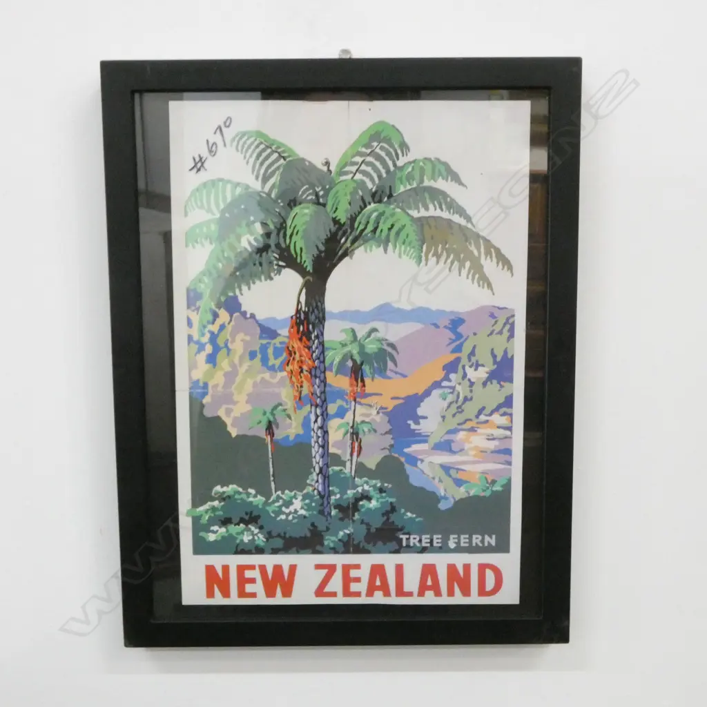 3 x FRAMED NZ VINTAGE TRAVEL PRINTS, 320 X 220MM Image 1++