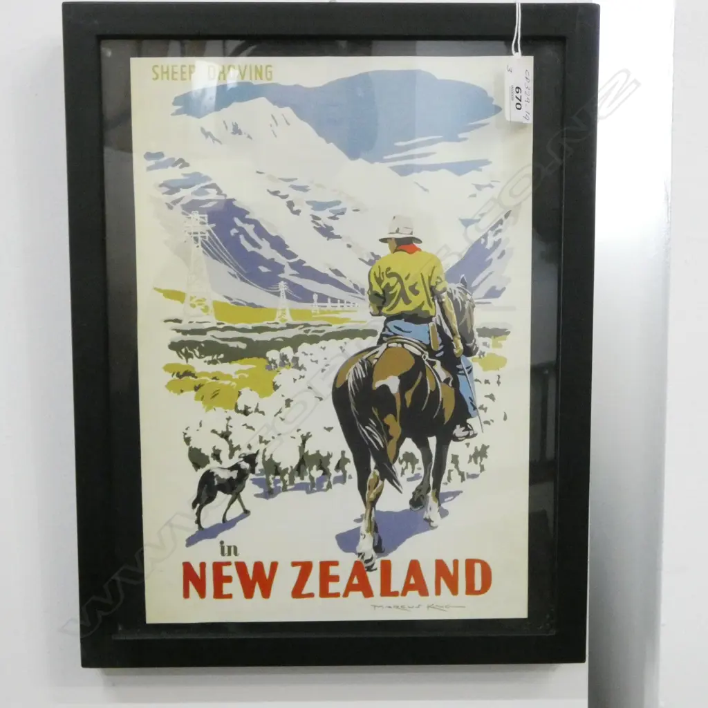 3 x FRAMED NZ VINTAGE TRAVEL PRINTS, 320 X 220MM Image 1++