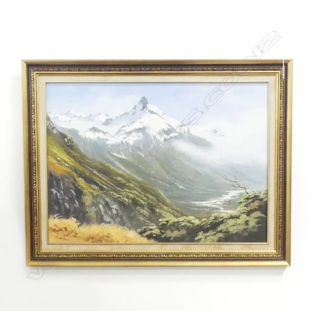 (25929) RANDALL FROUDE, MOUNTAIN LANDSCAPE, OIL ON BOARD 550x755mm Image 1++