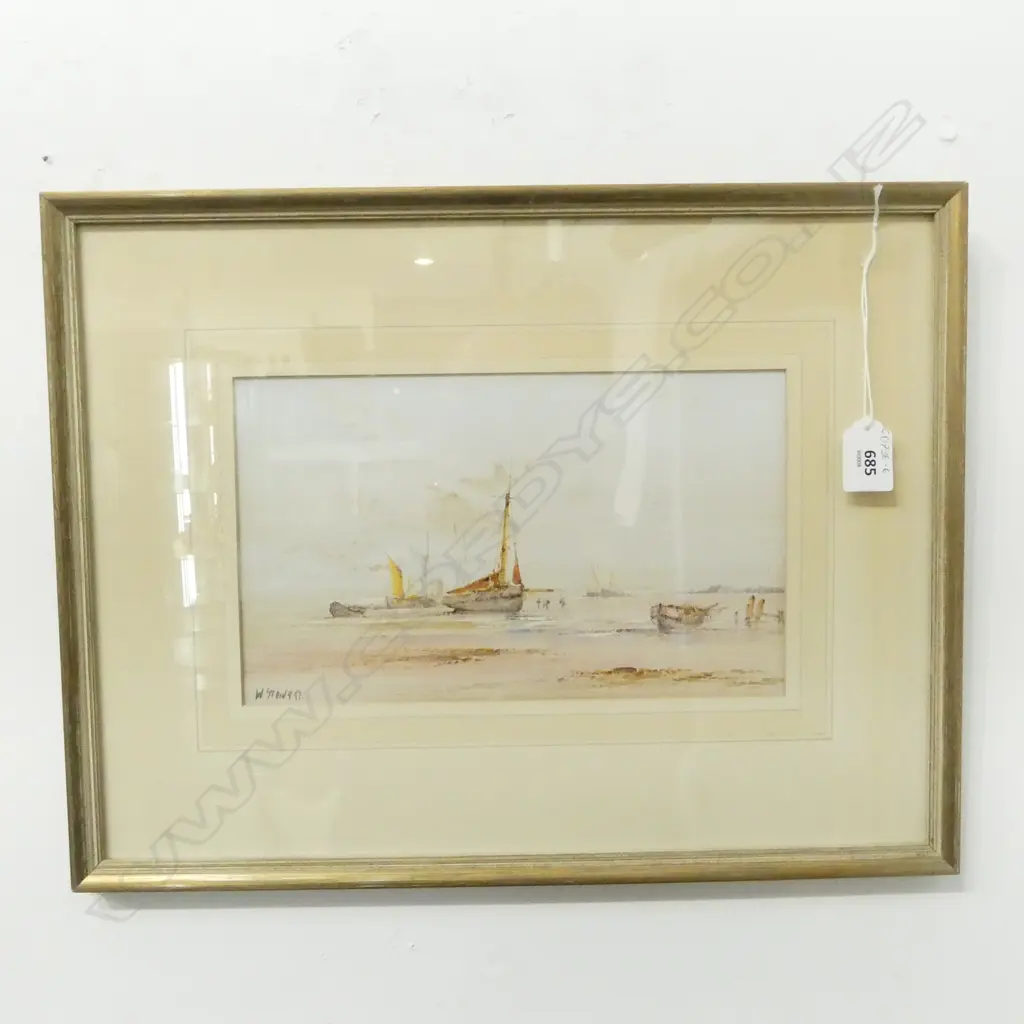 SIGNED WATERCOLOUR, SAILING BOATS, UK? 160x270mm Image 1++
