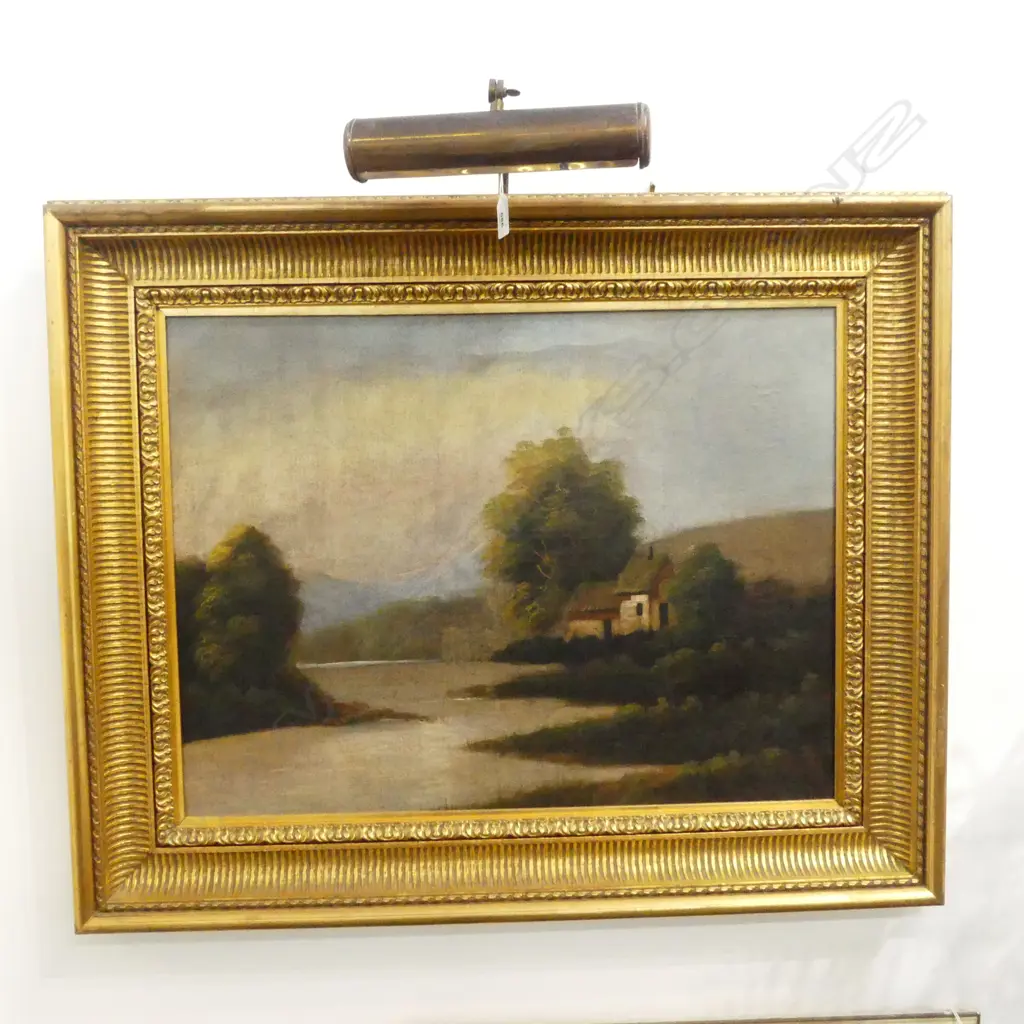 ARTIST UNKNOWN, COUNTRY RIVER SCENE, OIL ON CANVAS, 470x620mm Image 1++