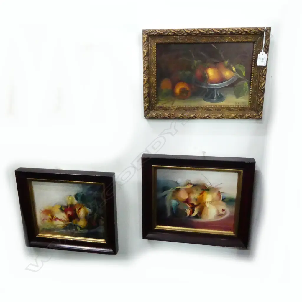 3 SIGNED OIL ON BOARD STILL LIFES, PR 'GRANADA I & II' 210x255mm + OTHER  Image 1++