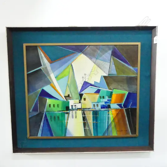 2 FLORENCE LUXFORD ABSTRACT LANDSCAPES; EVENING 500x600mm & TIDE IMPRESSION NO.2 1974 frame AF both oil on board