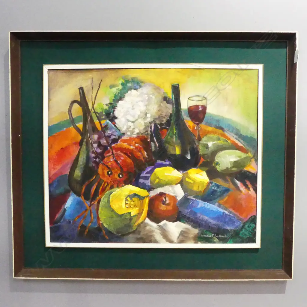 FLORENCE LUXFORD 'THE CRAYFISH' STILL LIFE OIL ON BOARD 505x605mm Image 1++