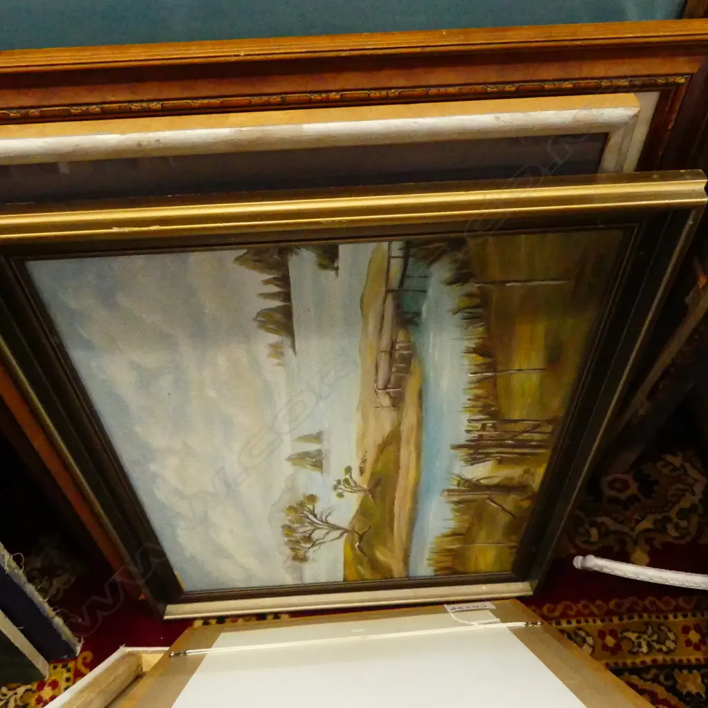 5 FRAMED WORKS (PRINTS & ORIGINALS), 3 UNFRAMED OILS, LARGEST 880x620mm Image 1++