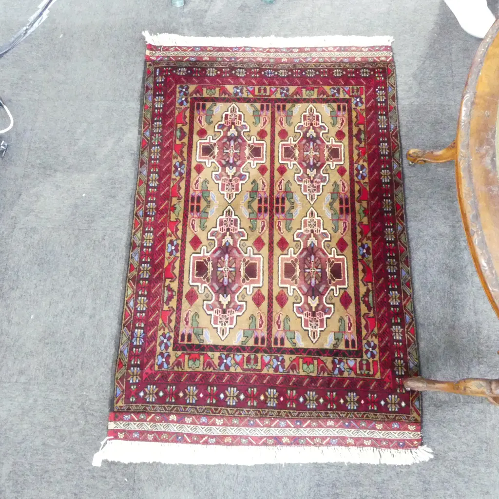 HAND KNOTTED ALL WOOL BALOUCH RUG 1400x900mm Image 1++