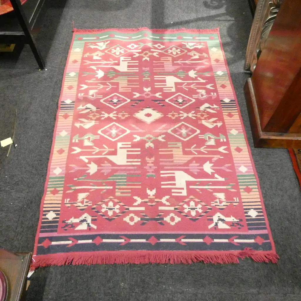 NAVAJO STYLE COTTON RUG 1500x1000mm Image 1++