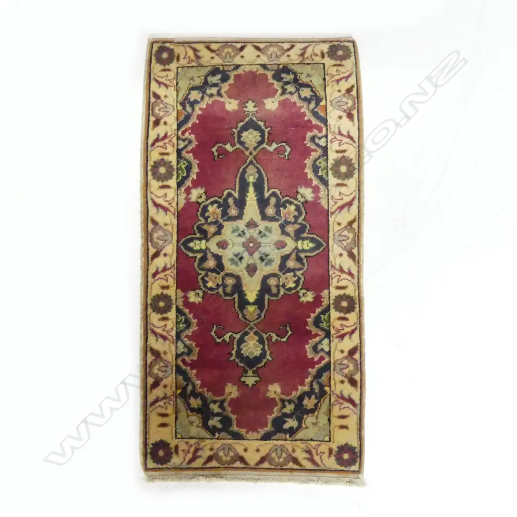 SMALL PERSIAN HAND KNOTTED RUG PINK & IVORY TONES L1000 W500MM Image 1++