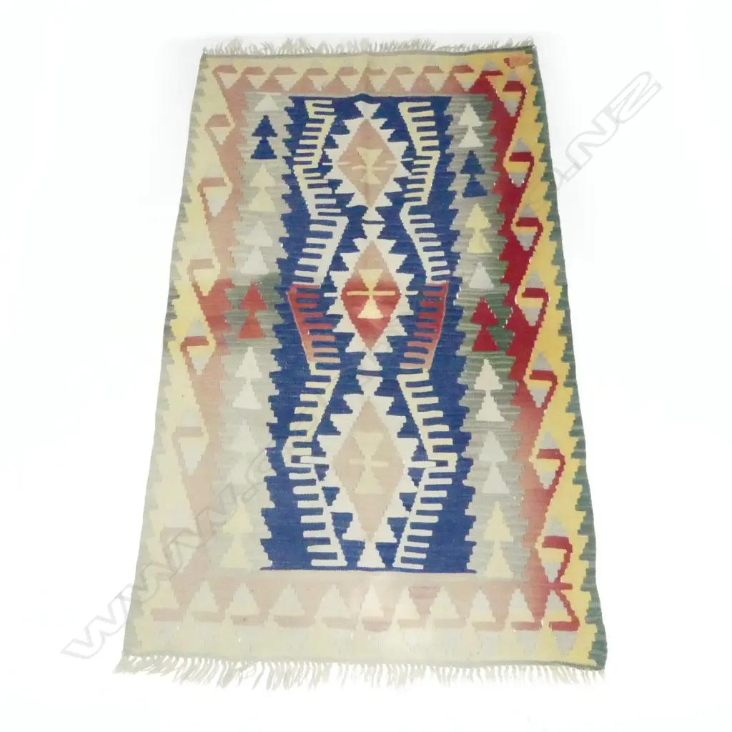 VINTAGE KELIM RUG SOFT RED BLUE IVORY TONES L1700 W1020MM Image 1++
