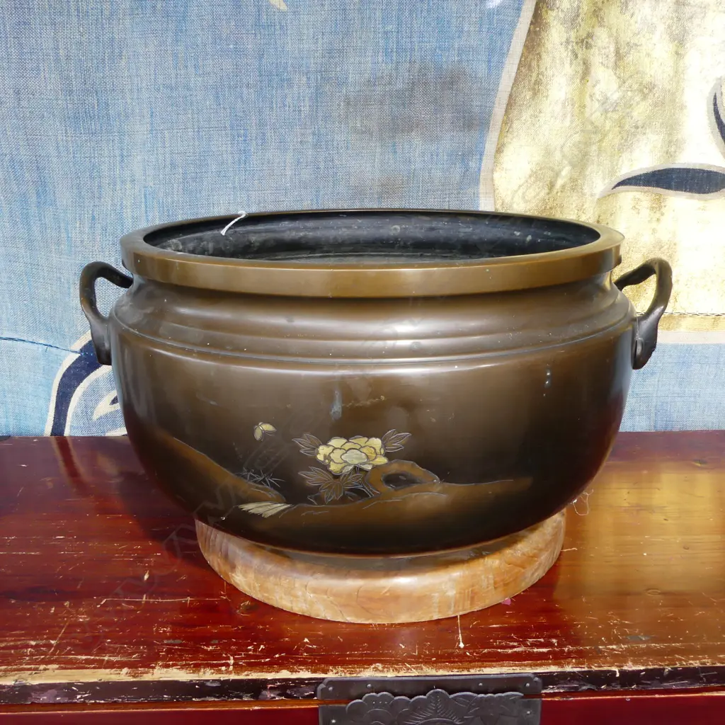 Large Bronze Hibachi H.220 Dia.395mm Image 1++