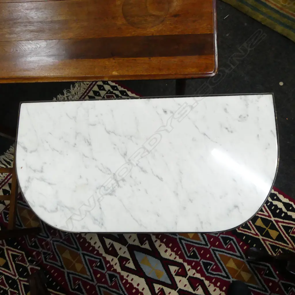 D SHAPE MARBLE TOP 3 DRAWER CABINET 610x310x720mm Image 1++