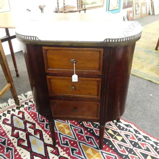 D SHAPE MARBLE TOP 3 DRAWER CABINET 610x310x720mm