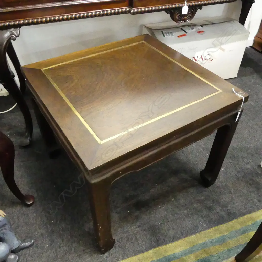 CHINESE BRASS INLAID ROSEWOOD TABLE 590x590x490mm Image 1++