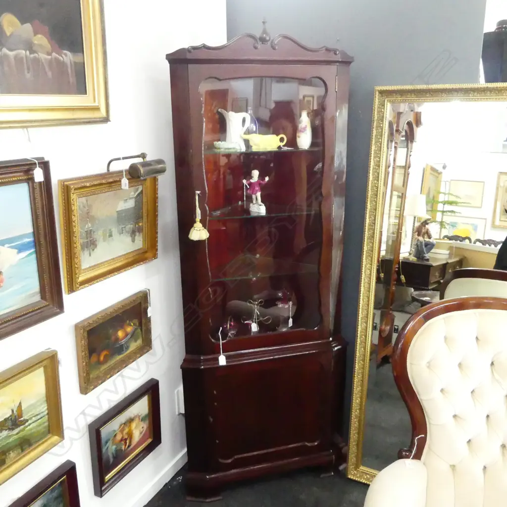 REPRODUCTION GLASS FRONT CORNER CABINET W.740 H.1870mm Image 1++
