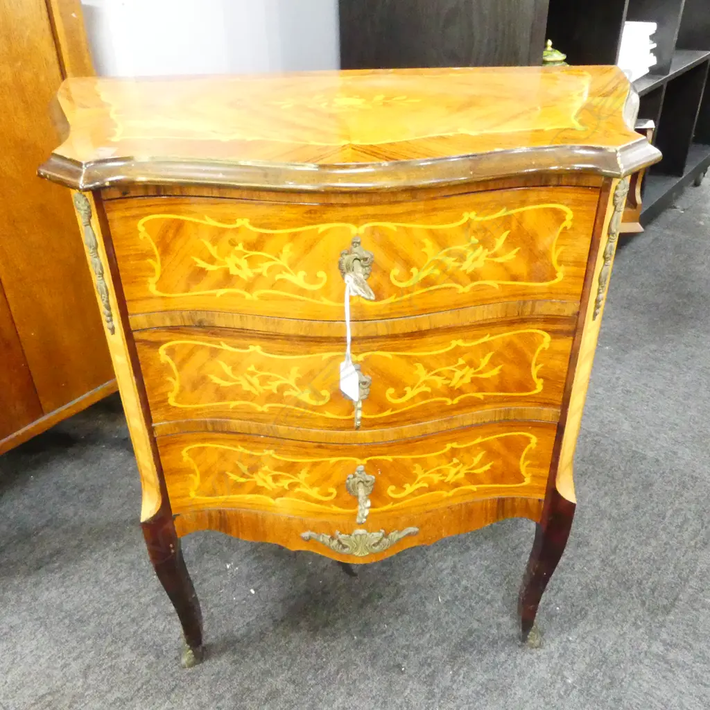 3 DRAWER INLAID SIDE TABLE 680x340x710mm Image 1++