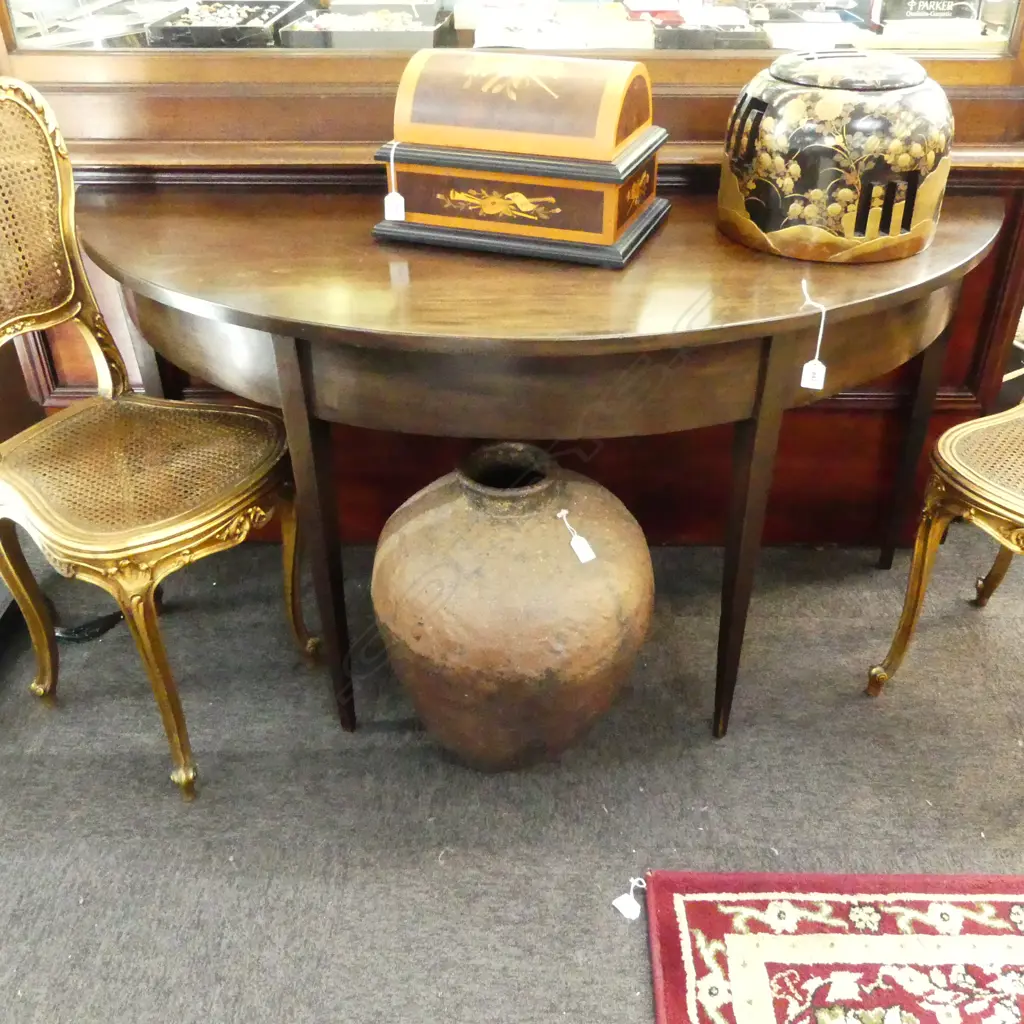 MAHOGANY DEMI LUNE TABLE 1430x575x705mm Image 1++