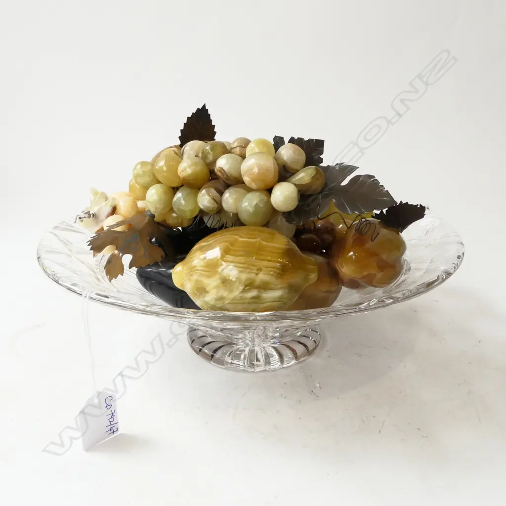 CRYSTAL BOWL 310mm dia + ASST. ONYX FRUIT Image 1++
