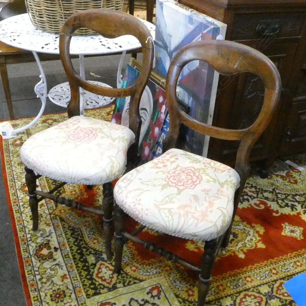 2 ANTIQUE BALLOON BACK CHAIRS + SPINDLE BACK CHAIR Image 1++