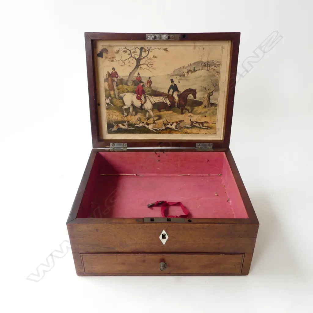 ANTIQUE MAHOGANY BOX W.240mm Image 1++