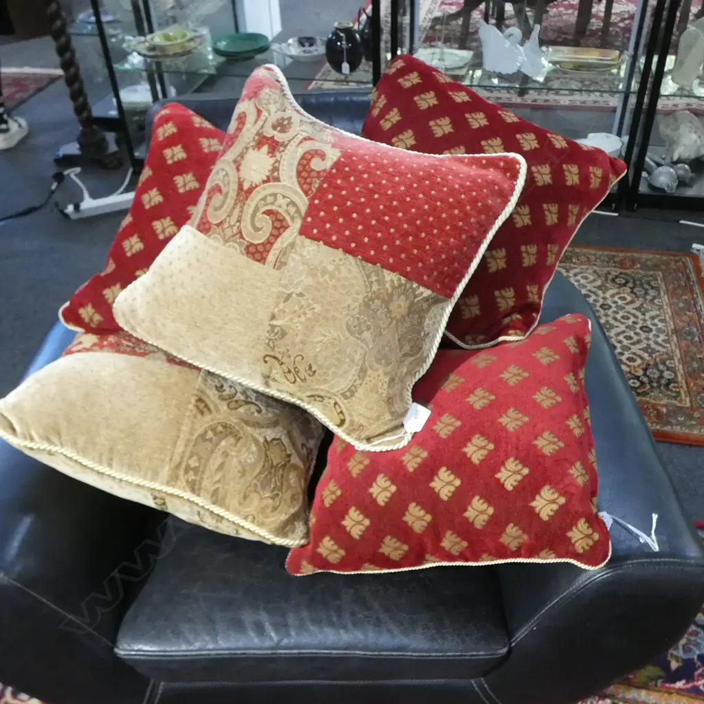 5 LAURA ASHLEY CUSHIONS RED/GOLD COLOURS Image 1++
