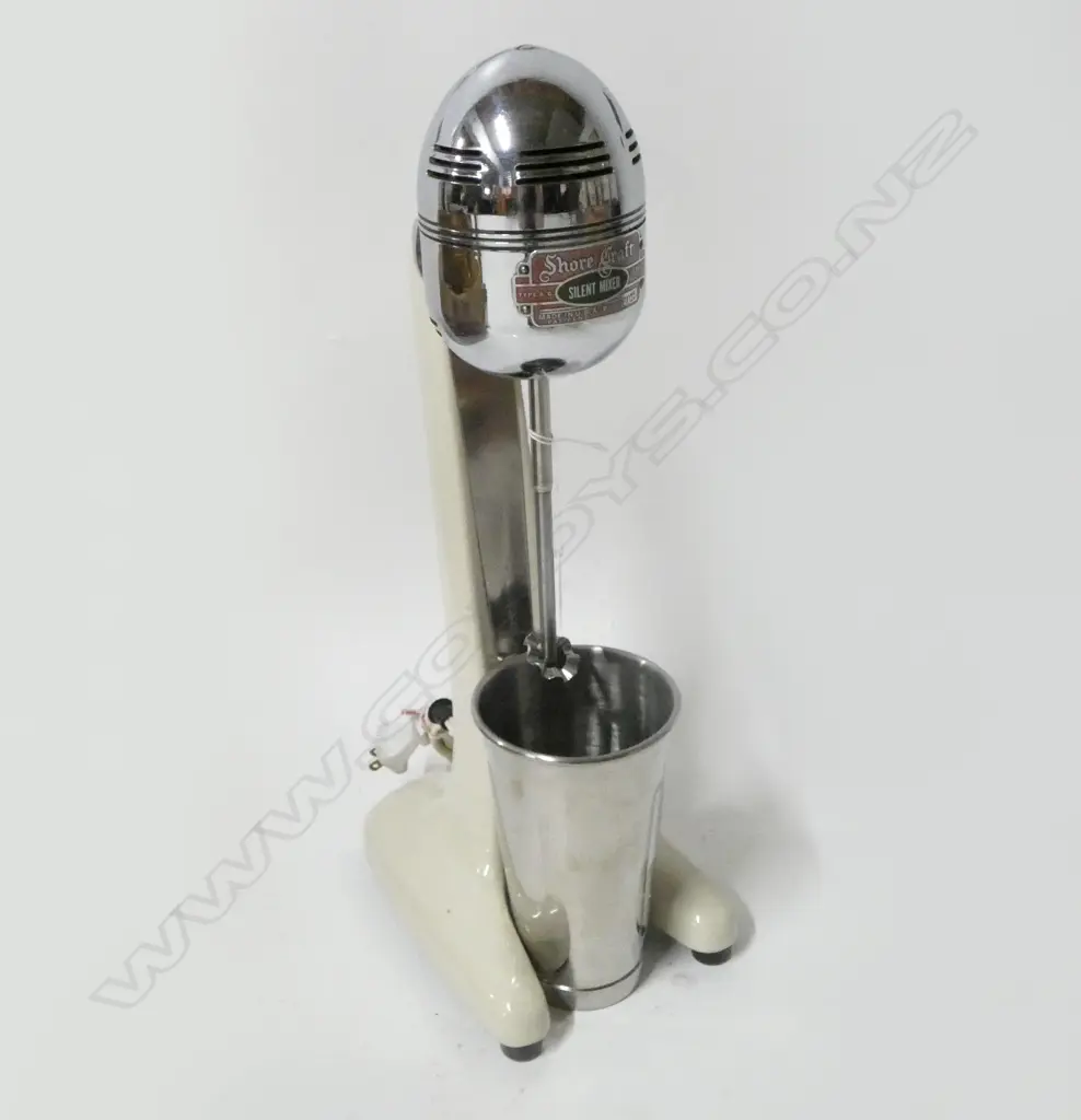 (1856) VINTAGE c.1930-50 SHORE CRAFT 'SILENT MIXER' MILKSHAKE MIXER H.480mm w. CONTAINER Image 1++