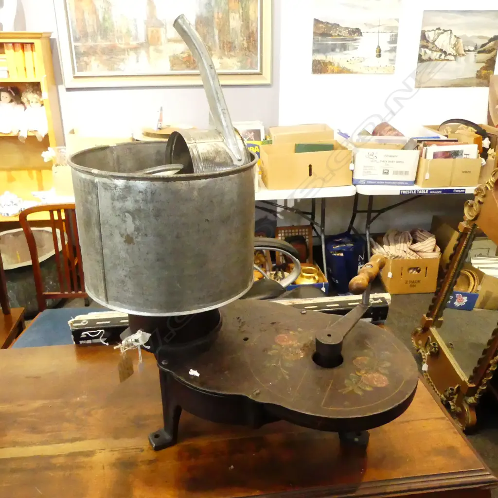 1119 ANTIQUE CAST IRON & TIN MILK SEPERATOR L470MM Image 1++