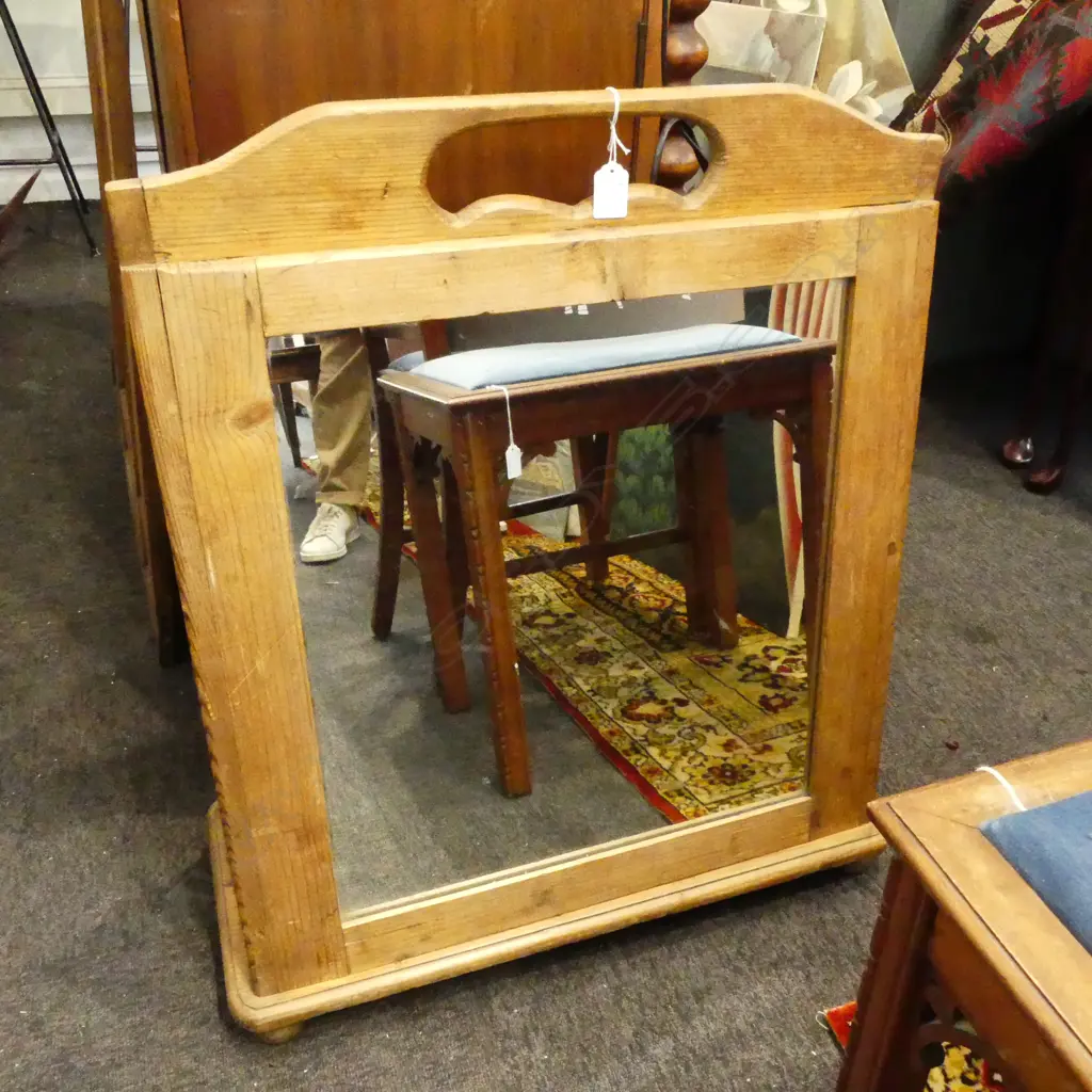 VINTAGE PINE SHOE FITTERS MIRROR H.730mm Image 1++