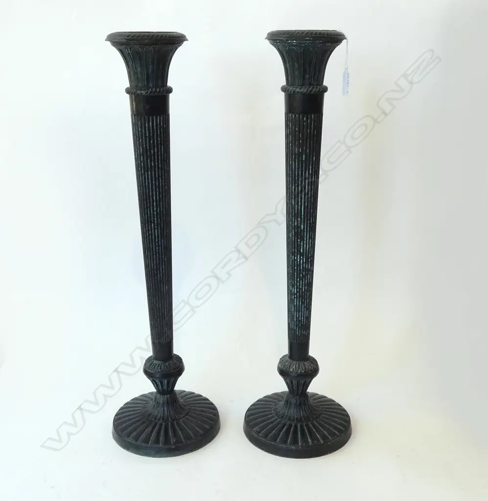 2 BLACK METAL CANDLE STICKS H.610mm Image 1++