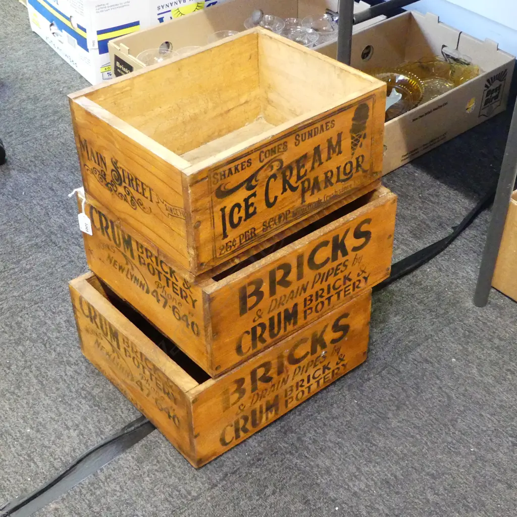 3 WOODEN ADVERTISING BOXES Image 1++